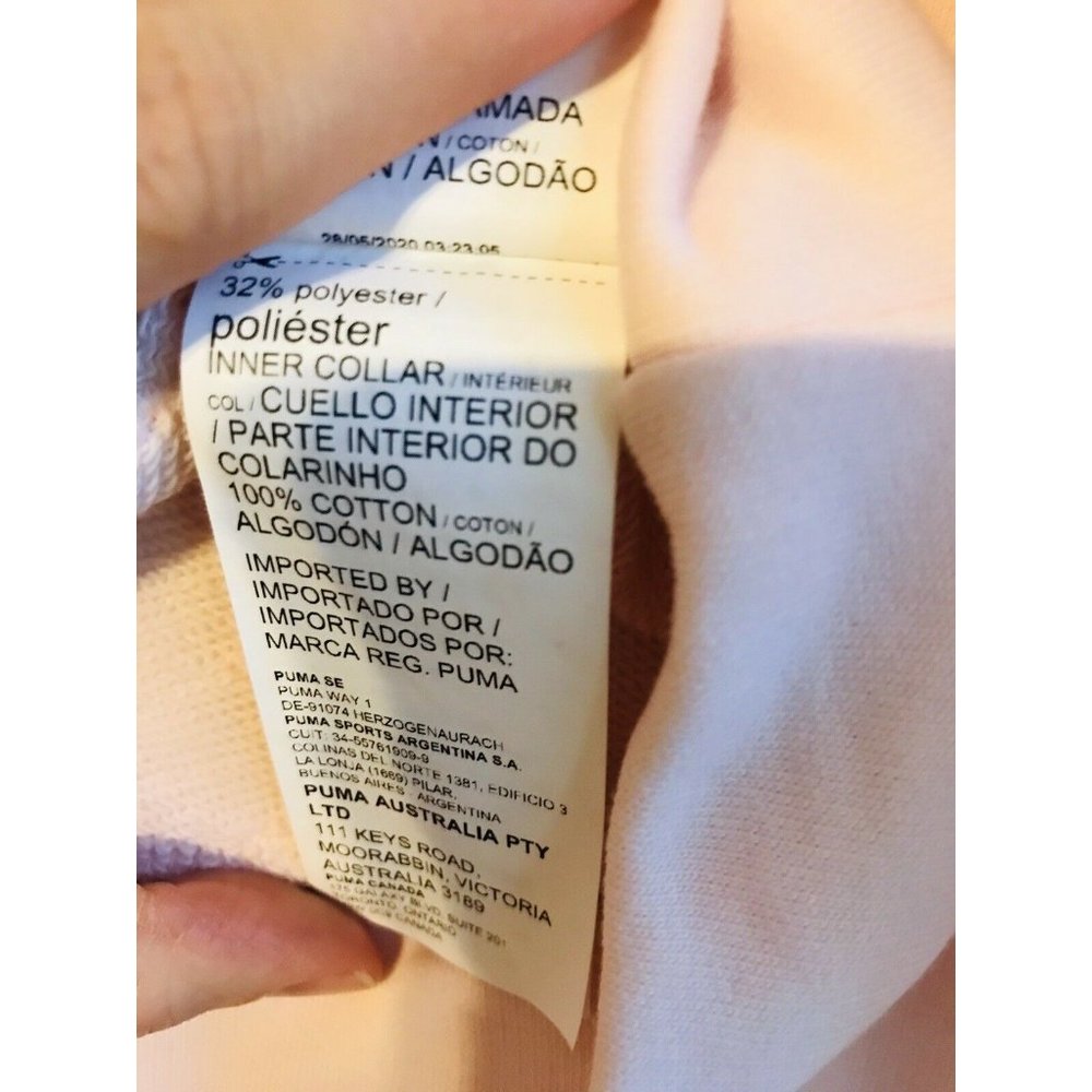 Puma Women's Light Pink Size Large All Over Logo Print Cropped 3/4 Zip Sweater - Picture 4 of 5